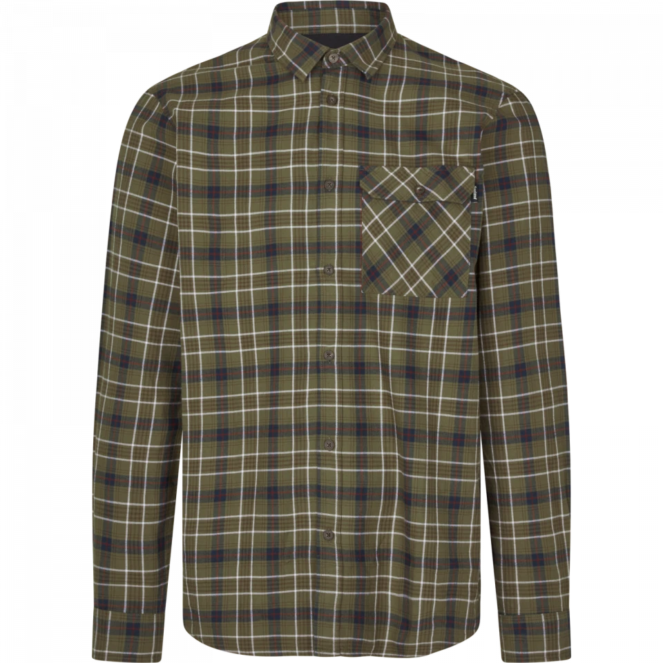 Glen Flannel Shirt grape leaf/dark